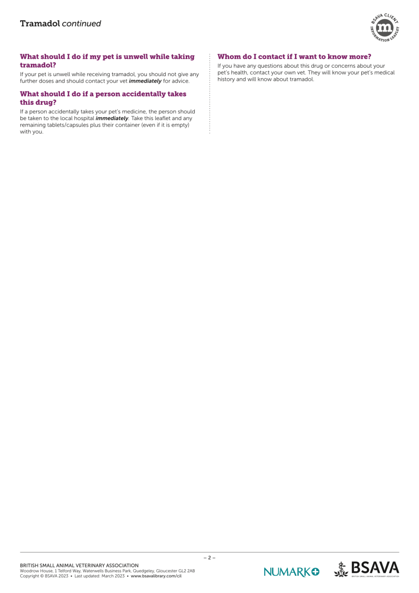 Tramadol Information Cont.
